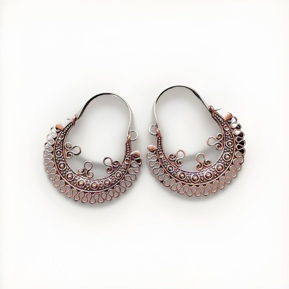 Handmade Copper Boho Hoop Earrings